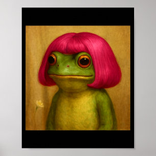 Vintage Frog Bob Haircut Funny Meme For Men Women  Poster