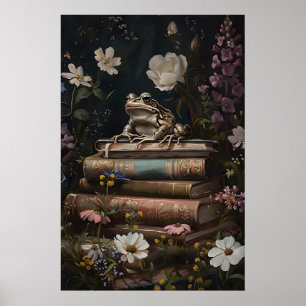 Vintage Frog Bookstore Print, Dark Academia Poster