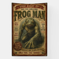 Vintage Frog Man Freak Sideshow Banner