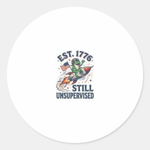 Vintage Frog Rocket Est 1776 Unsupervised Shirt_1 Classic Round Sticker
