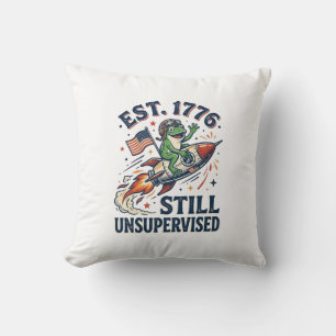 Vintage Frog Rocket Est 1776 Unsupervised Shirt_1 Cushion