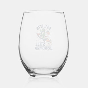 Vintage Frog Rocket Est 1776 Unsupervised Shirt_1 Stemless Wine Glass