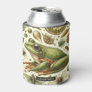 Vintage Frog Seamless Watercolor Can Cooler