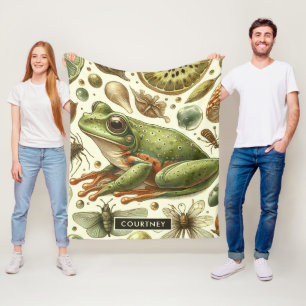 Vintage Frog Seamless Watercolor Fleece Blanket