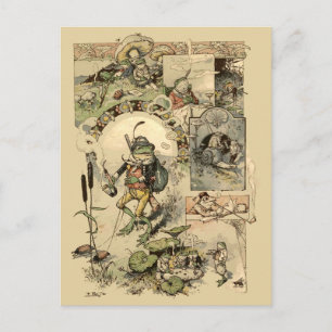 Vintage Frogs Mushrooms Snails Postcard