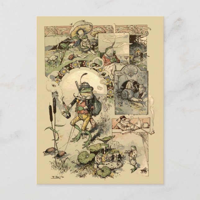Vintage Frogs Mushrooms Snails Postcard (Front)