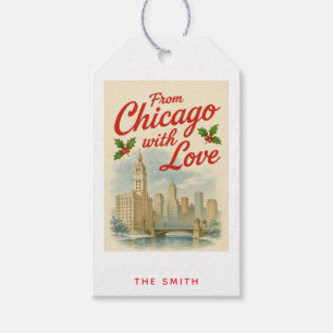 Vintage From Chicago With Love Christmas Gift Tags