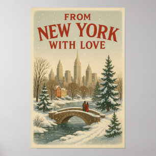 Vintage From New York With Love Christmas Poster 