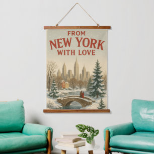 Vintage From New York With Love  Hanging Tapestry
