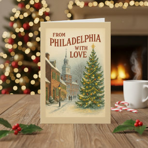 Vintage From Philadelphia With Love Custom Folded  Holiday Card