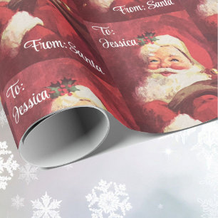 Vintage From Santa Personalise Name Christmas Roll Wrapping Paper