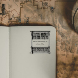 Vintage "From the library of" Bookcase Bookplate Rubber Stamp