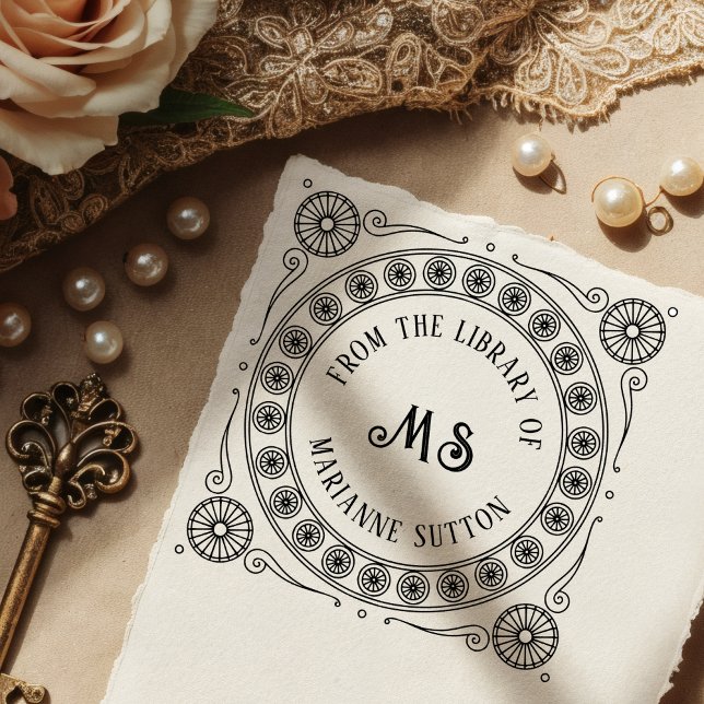 Vintage "From the Library of" Monogram Bookplate Rubber Stamp (Creator Uploaded)
