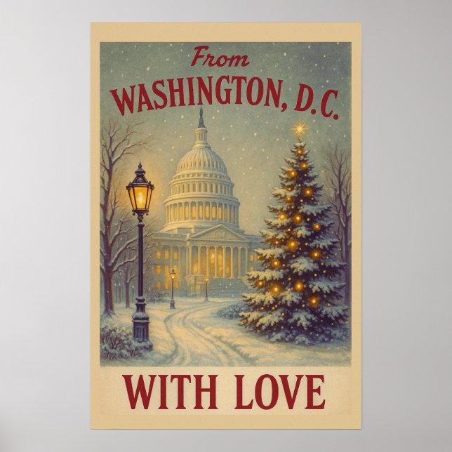 Vintage From Washington, DC With Love Christmas  Poster (Front)