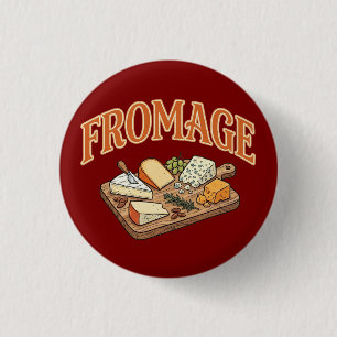 Vintage Fromage French Cheese Charcuterie Graphic 3 Cm Round Badge