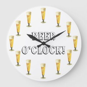 Vintage Frosty Beer O'clock! Alcohol Beverage Large Clock