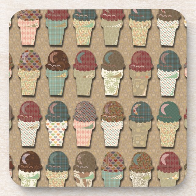 Vintage Frosty Cones Pattern Coaster (Front)