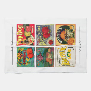 Vintage fruit advertisement label country  tea towel