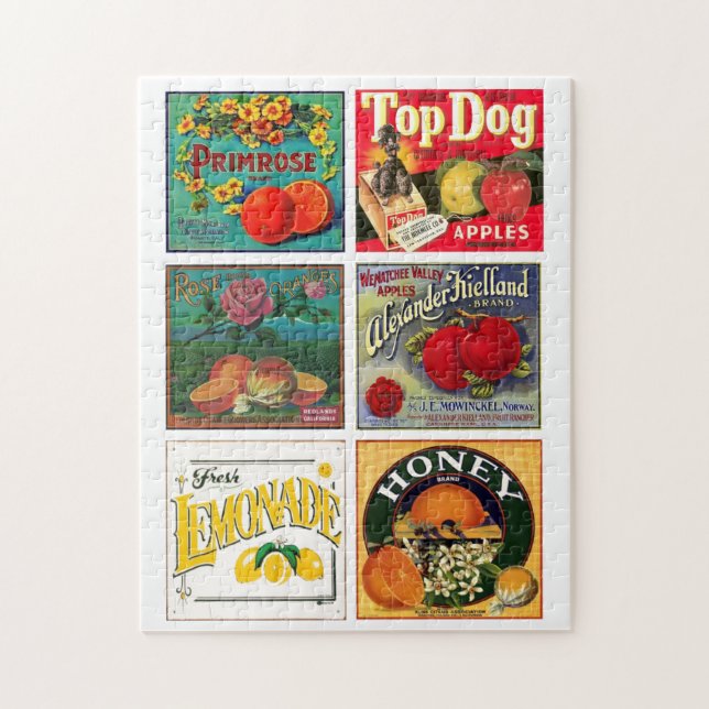 Vintage fruit advertisement labels jigsaw puzzle (Vertical)