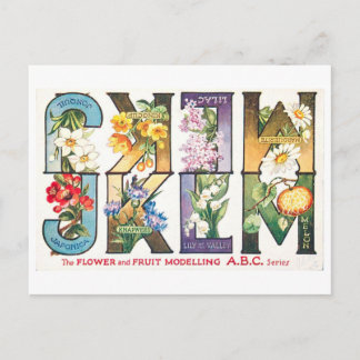 Vintage Fruit and Flower Alphabet J-M Postcard