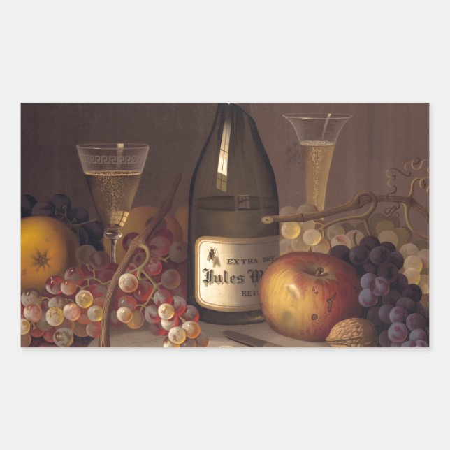 Vintage Fruit And Wine Rectangular Sticker (Front)