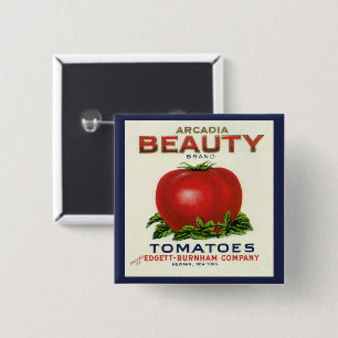 Vintage Fruit Crate Label, Arcadia Beauty Tomatoes 15 Cm Square Badge