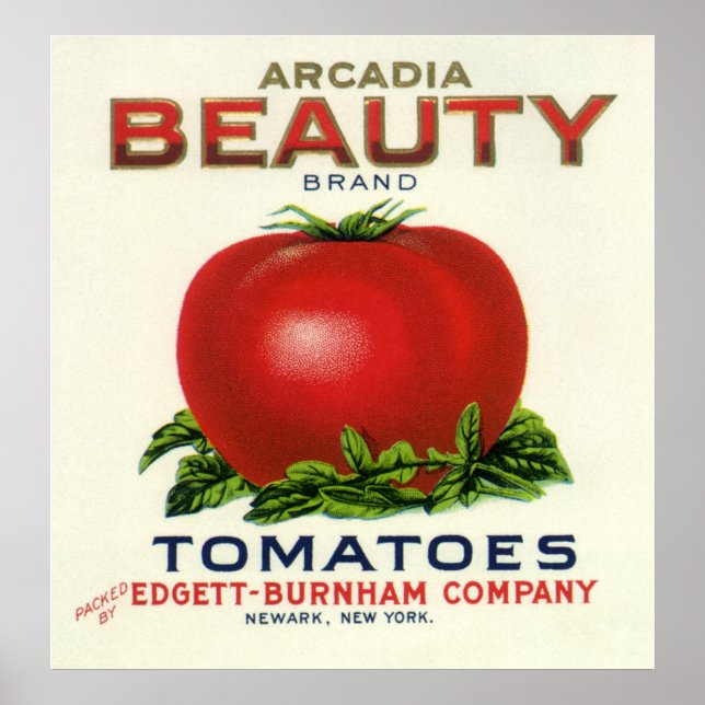 Vintage Fruit Crate Label, Arcadia Beauty Tomatoes Poster (Front)