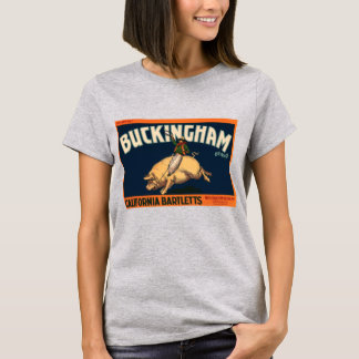 Vintage Fruit Crate Label Art Cowboy on Pig Rodeo T-Shirt