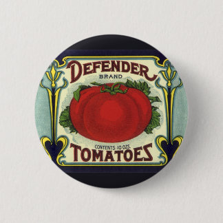 Vintage Fruit Crate Label Art, Defender Tomatoes 6 Cm Round Badge