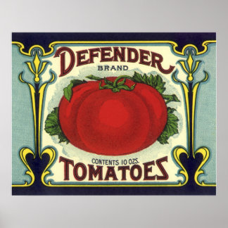 Vintage Fruit Crate Label Art, Defender Tomatoes Poster