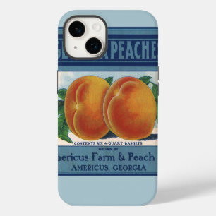 Vintage Fruit Crate Label Art, Georgia Peaches iPhone 14 Case