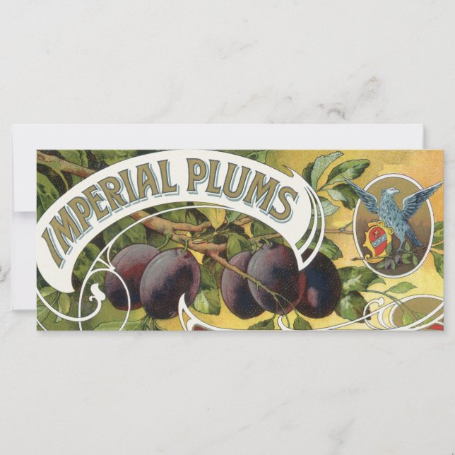 Vintage Fruit Crate Label Art, Imperial Plums (Front)