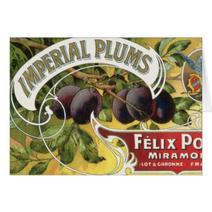 Vintage Fruit Crate Label Art, Imperial Plums