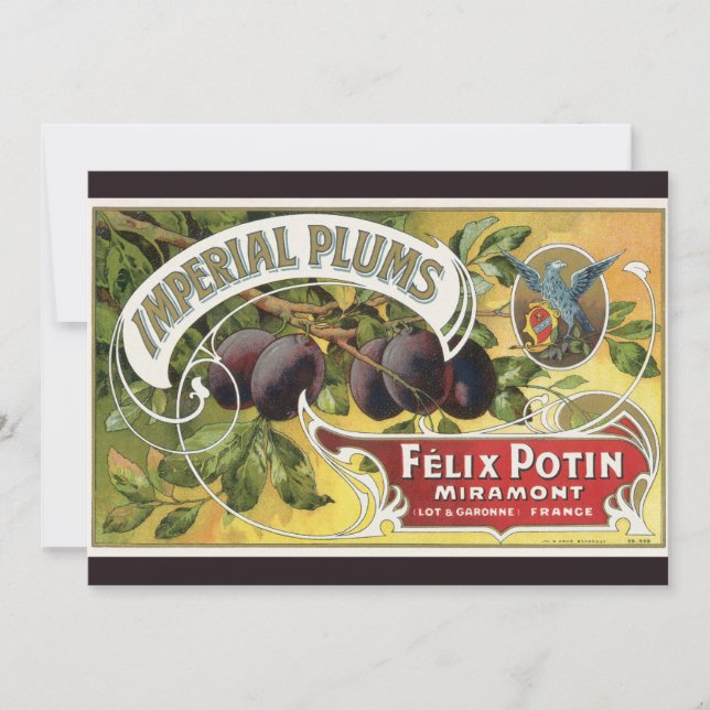 Vintage Fruit Crate Label Art, Imperial Plums (Front)