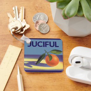 Vintage Fruit Crate Label Art, Juciful Oranges Key Ring