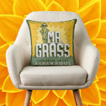 Vintage Fruit Crate Label Art Mr. Grass Asparagus Cushion<br><div class="desc">Vintage illustration fruit crate label art for Mr. Grass Asparagus. Retro fruit crate label featuring an asparagus spear wearing sunglasses.</div>