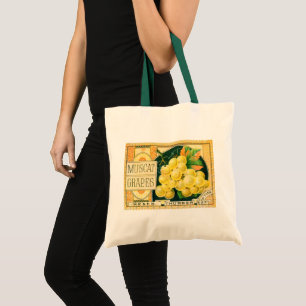 Vintage Fruit Crate Label Art, Muscat Grapes Tote Bag