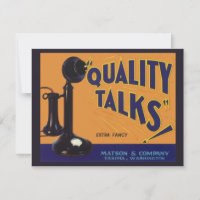 Vintage Fruit Crate Label Art, Old Fashioned Phone