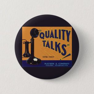 Vintage Fruit Crate Label Art, Old Fashioned Phone 6 Cm Round Badge