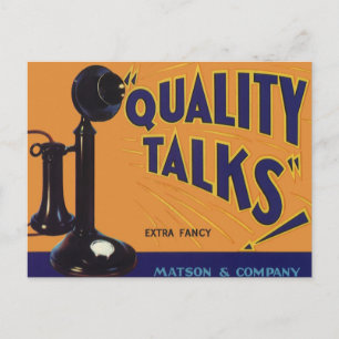Vintage Fruit Crate Label Art, Old Fashioned Phone Postcard