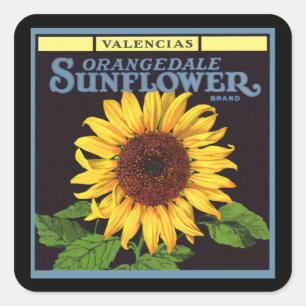 Vintage Fruit Crate Label Art Orangedale Sunflower
