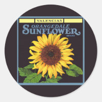 Vintage Fruit Crate Label Art Orangedale Sunflower