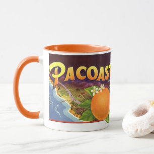 Vintage Fruit Crate Label Art, Pacoast Oranges Mug