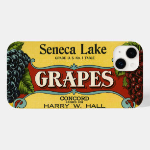 Vintage Fruit Crate Label Art, Seneca Lake Grapes Case-Mate iPhone 14 Plus Case