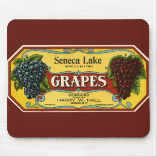 Vintage Fruit Crate Label Art, Seneca Lake Grapes Mouse Pad