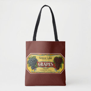 Vintage Fruit Crate Label Art, Seneca Lake Grapes Tote Bag