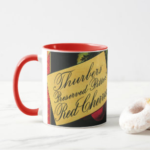 Vintage Fruit Crate Label Art, Thurber Cherries Mug