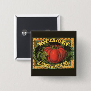 Vintage Fruit Crate Label Art, Wayne Co Tomatoes 15 Cm Square Badge