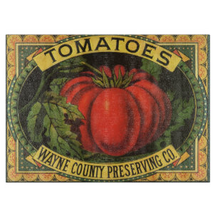 Vintage Fruit Crate Label Art, Wayne Co Tomatoes Cutting Board