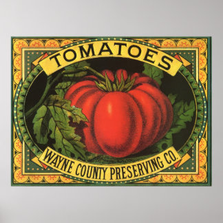 Vintage Fruit Crate Label Art, Wayne Co Tomatoes Poster